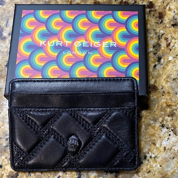 Kurt Geiger Black Quilted Leather Card Holder - Picture 1 of 2
